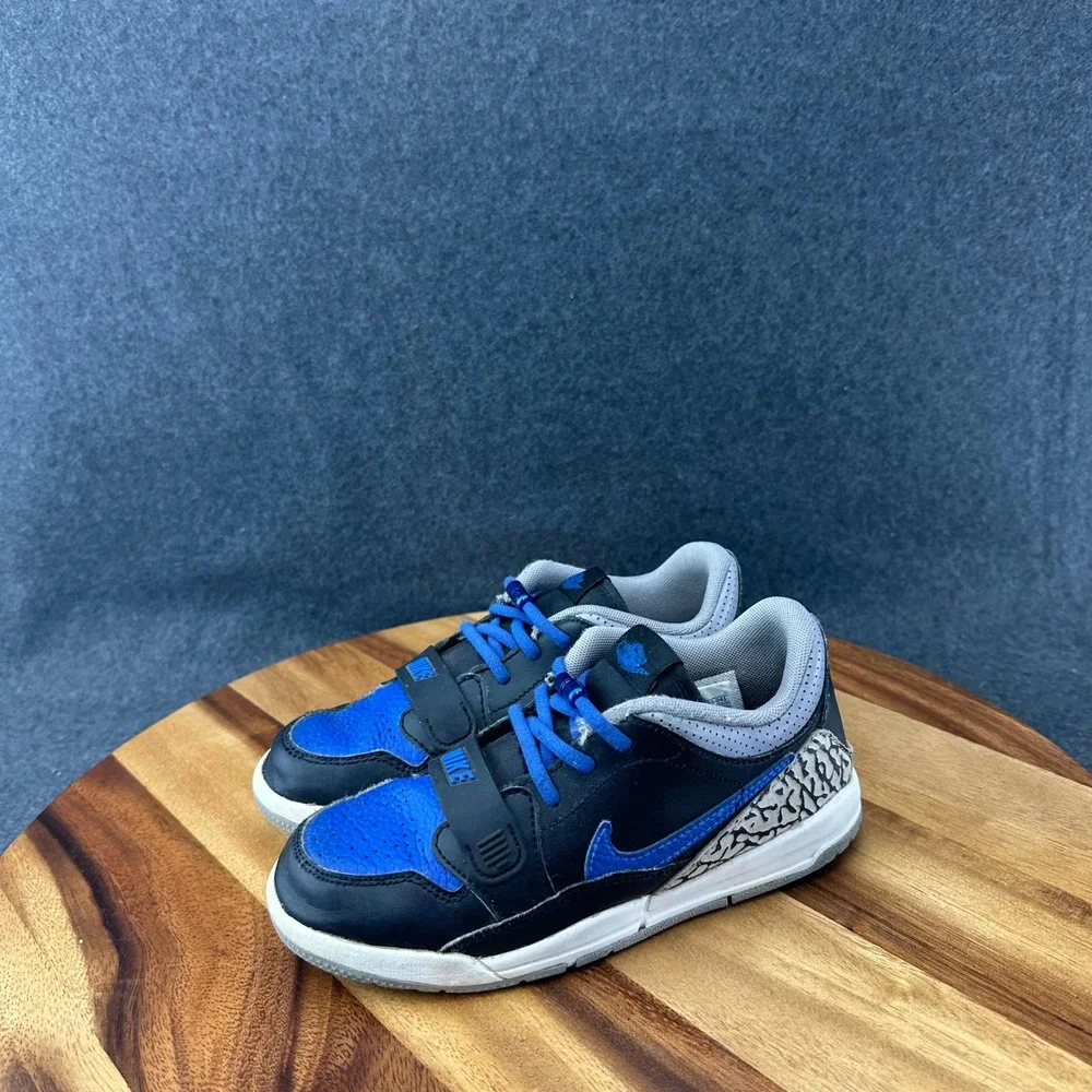 NIB Air Jordan Legacy Low Sneakers Black Game Royal White CD9055-041 Size 1Y
